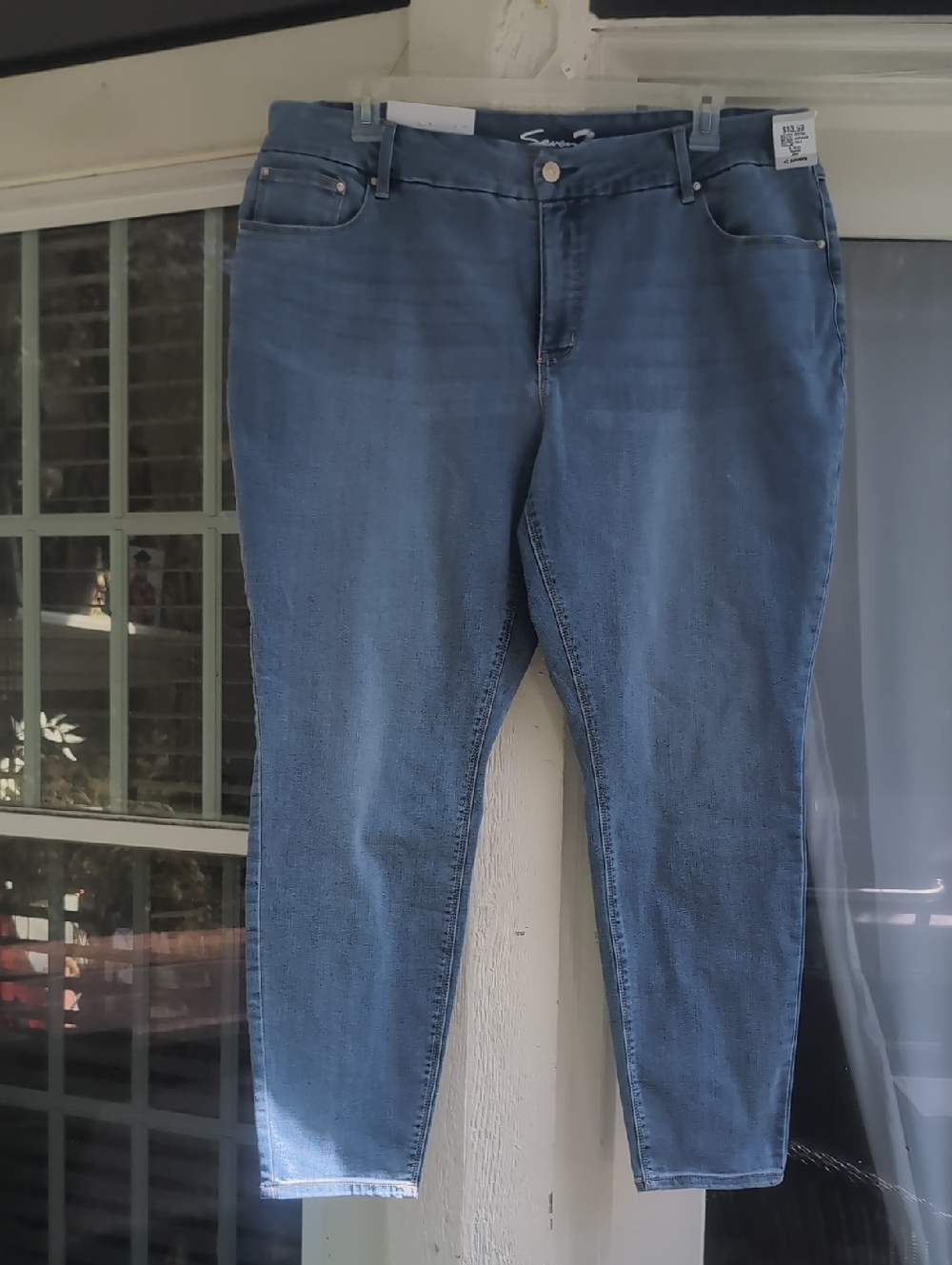 Seven7 Women's Light Blue High-Rise Denim Tummyless Jeans New With Tags Size 20